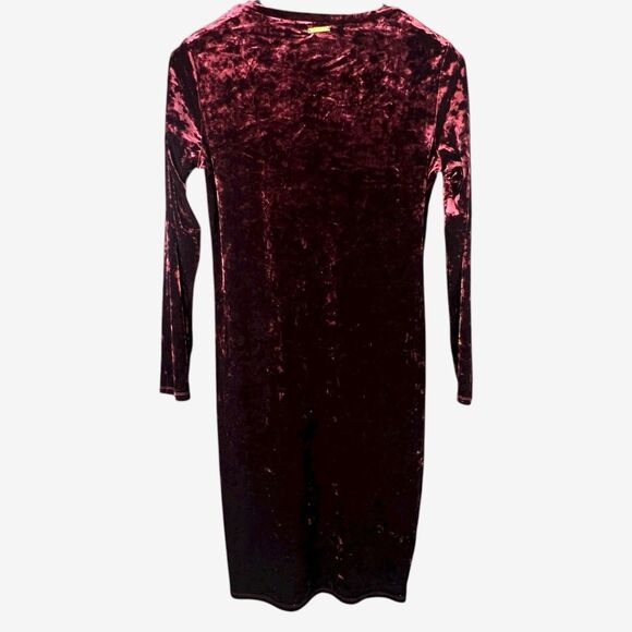 Michael Kors Women's Panne Velvet Midi Dress Merlot red Size XL - Picture 3 of 5
